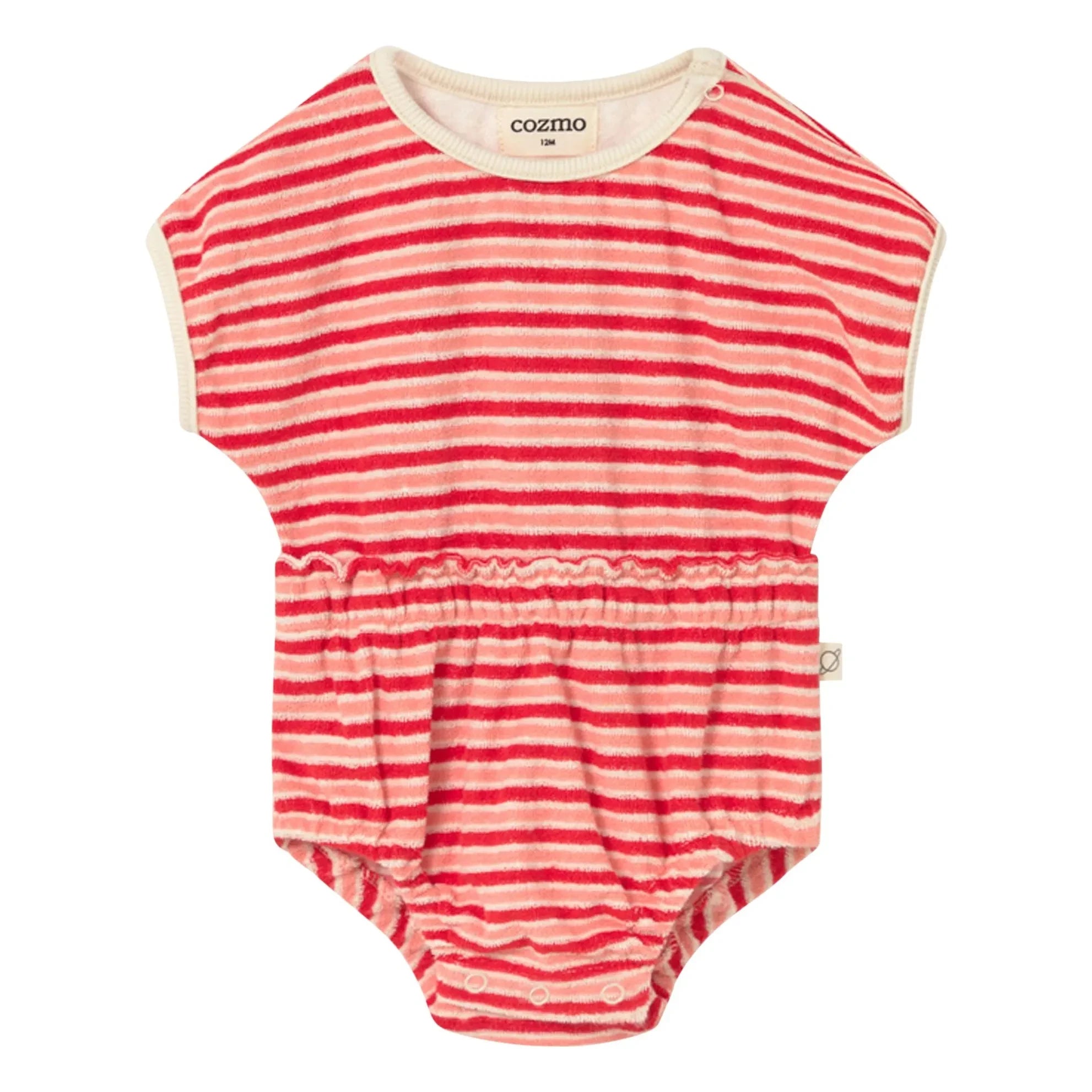 Cozmo - Gianna Striped Towel Fabric Bodysuit | Red