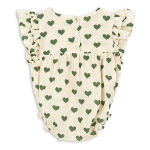 Konges Sløjd - Coco Hearts Organic Cotton Romper | Ecru