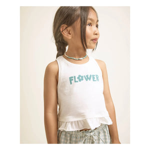 Owl - Floral Ruffled Organic Cotton Top | White
