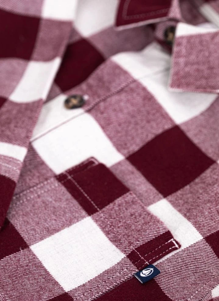 Petit Bateau - Organic Cotton Checked Shirt | Burgundy