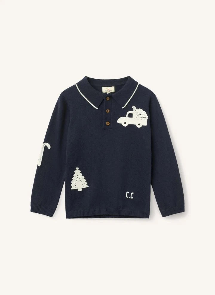 Copenhagen Colors - Polo Shirt with Knit Patches | Navy