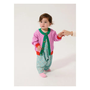 Bobo Choses - Organik pamuk Renk bloklu ajurlu hırka | Mor