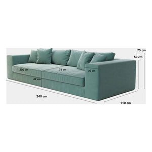 Panac Edition - Bellechasse open 3-seater sofa, velvet fabric - 240 cm | Navy Blue