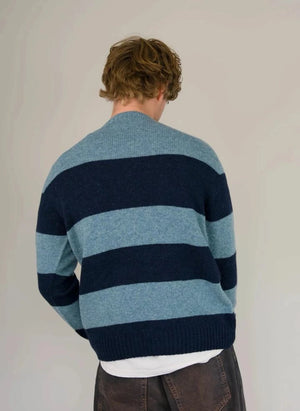Origin Knitwear - Striped Wool Seamless Sweater | Blue