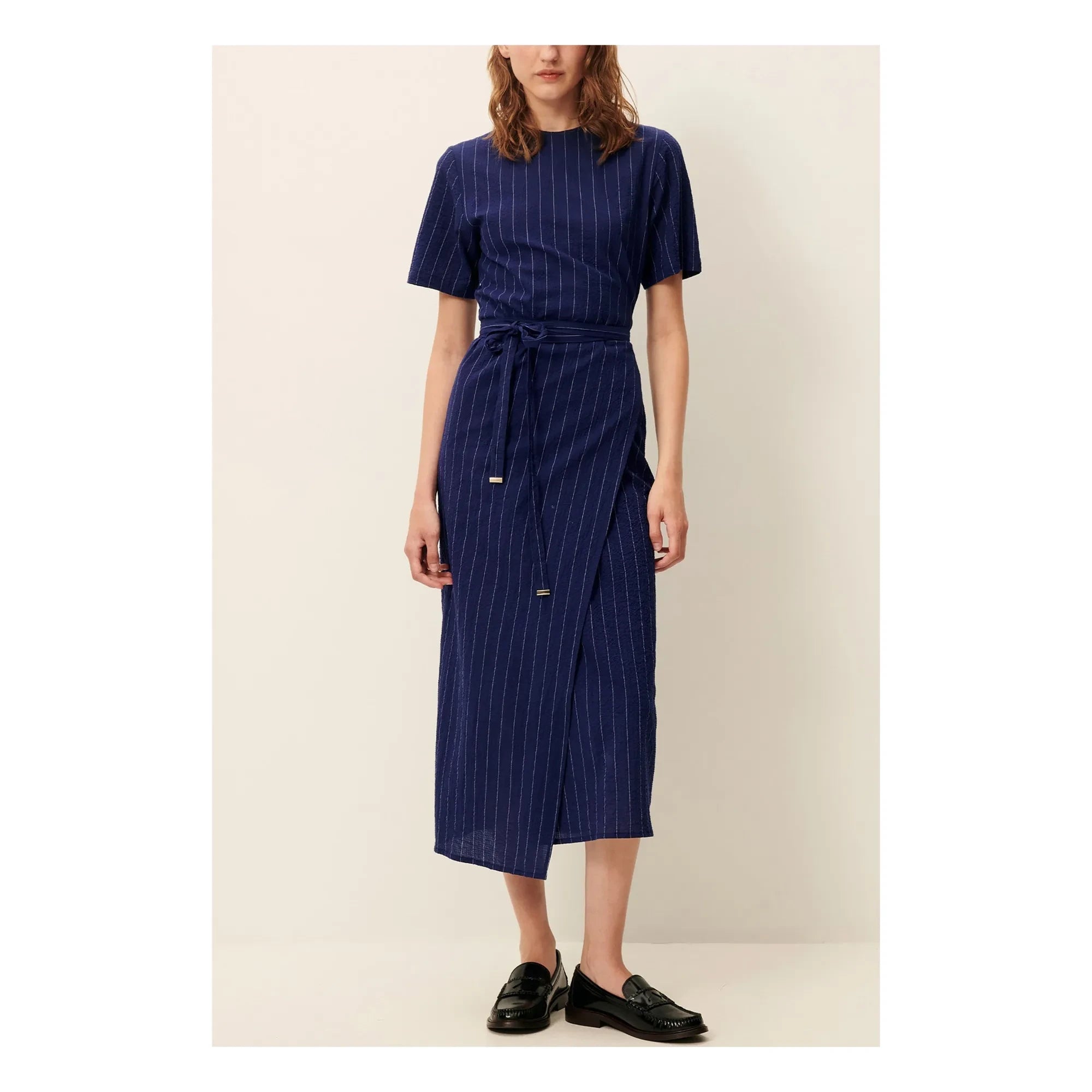 Sessùn - Lazula Cotton Striped Dress | Navy Blue