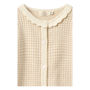 Copenhagen Colors - Organic Cotton Jacquard Short-Sleeve Cardigan | Beige Pink