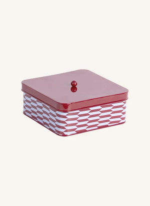 Present Time - Salerno Pattern Metal Storage Box | Red