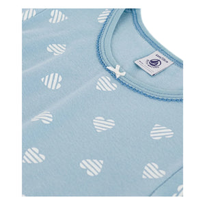 Petit Bateau - Çizgili Kalpler Gecelik | Gri mavi