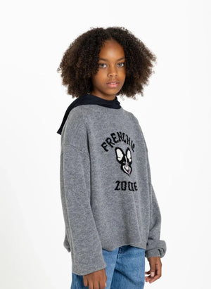 Finger in the nose - Sally Frenchie Merino Wool Sweater | Grey Melange