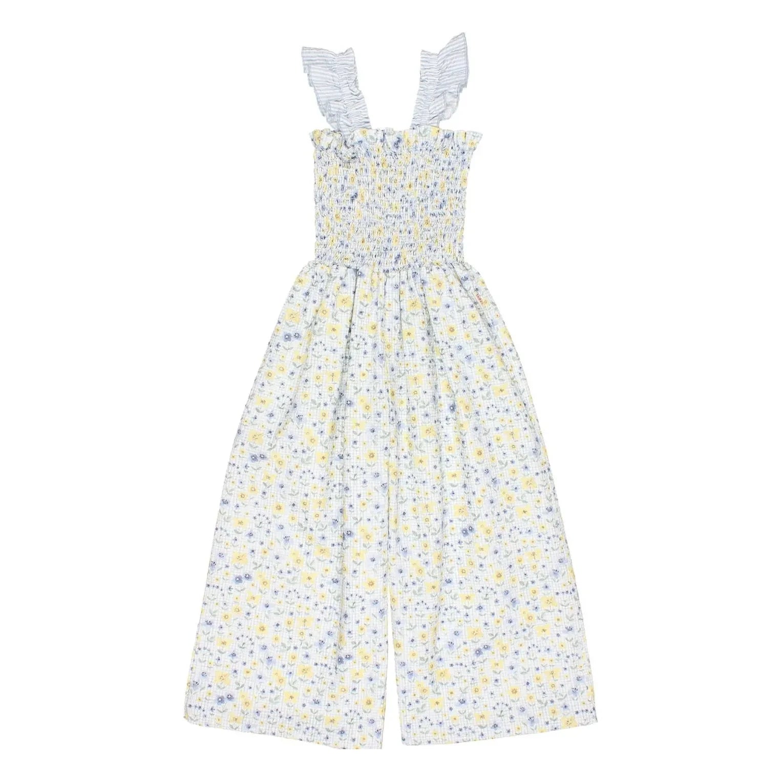 Búho - Seersucker floral print romper | Light blue