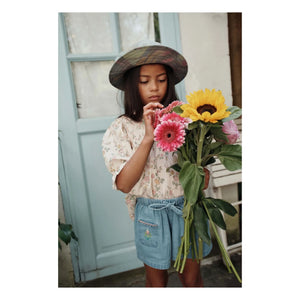 Emile et Ida - Ruffled Puffy Floral Blouse Organic Cotton | Pale Pink