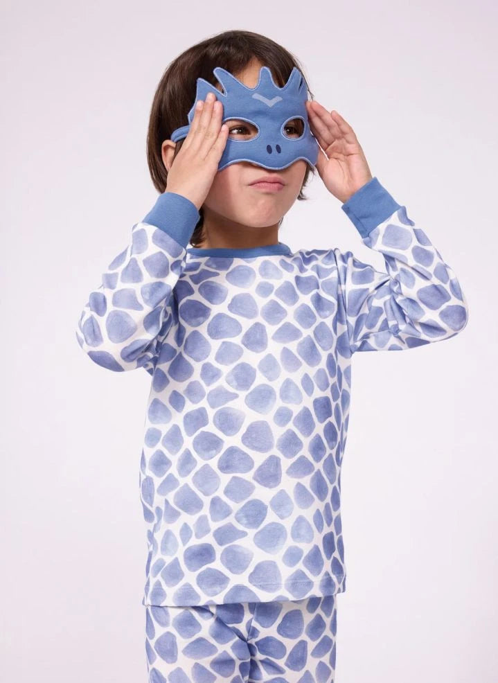 Petit Bateau - Organic Cotton Dragon Pajama and Mask Set | Blue