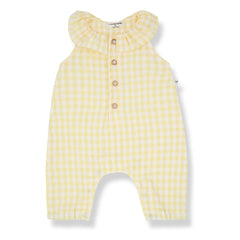 1+ in the family - Egina Vichy Seersucker Overalls | Light Yellow