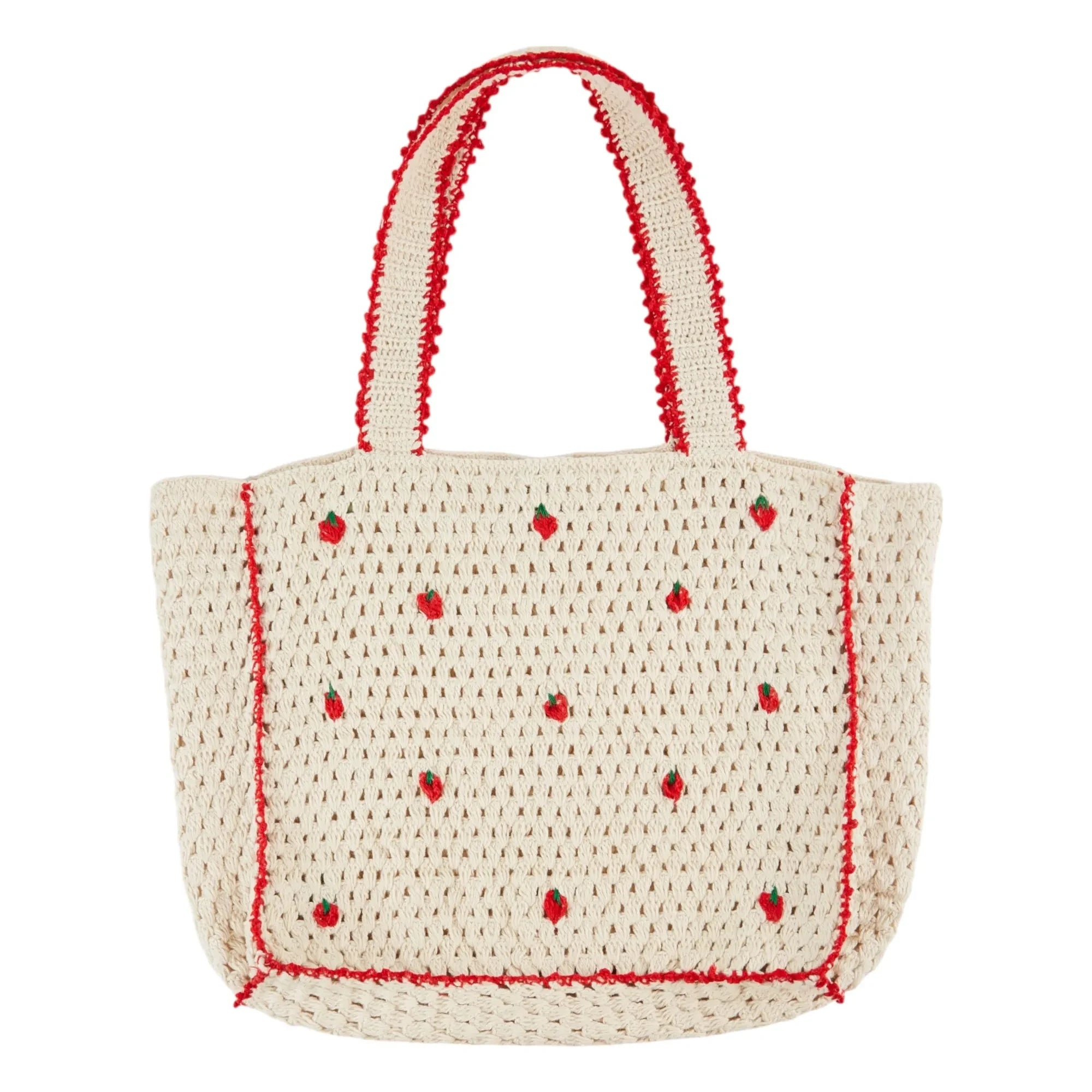 Emile et Ida - Strawberry Crochet Tote Bag | Cream