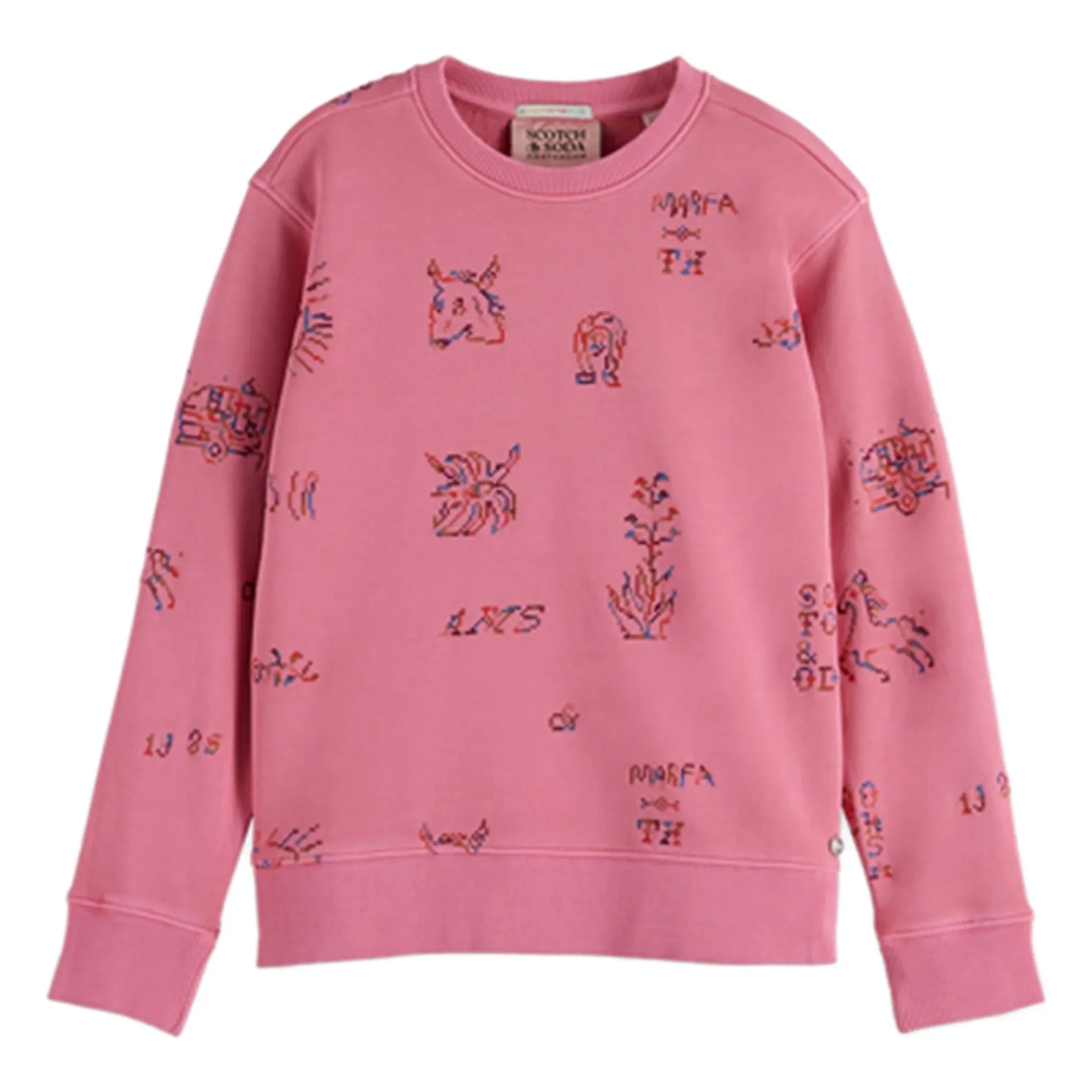 Scotch & Soda - Embroidered Sweatshirt with Horses | Pink