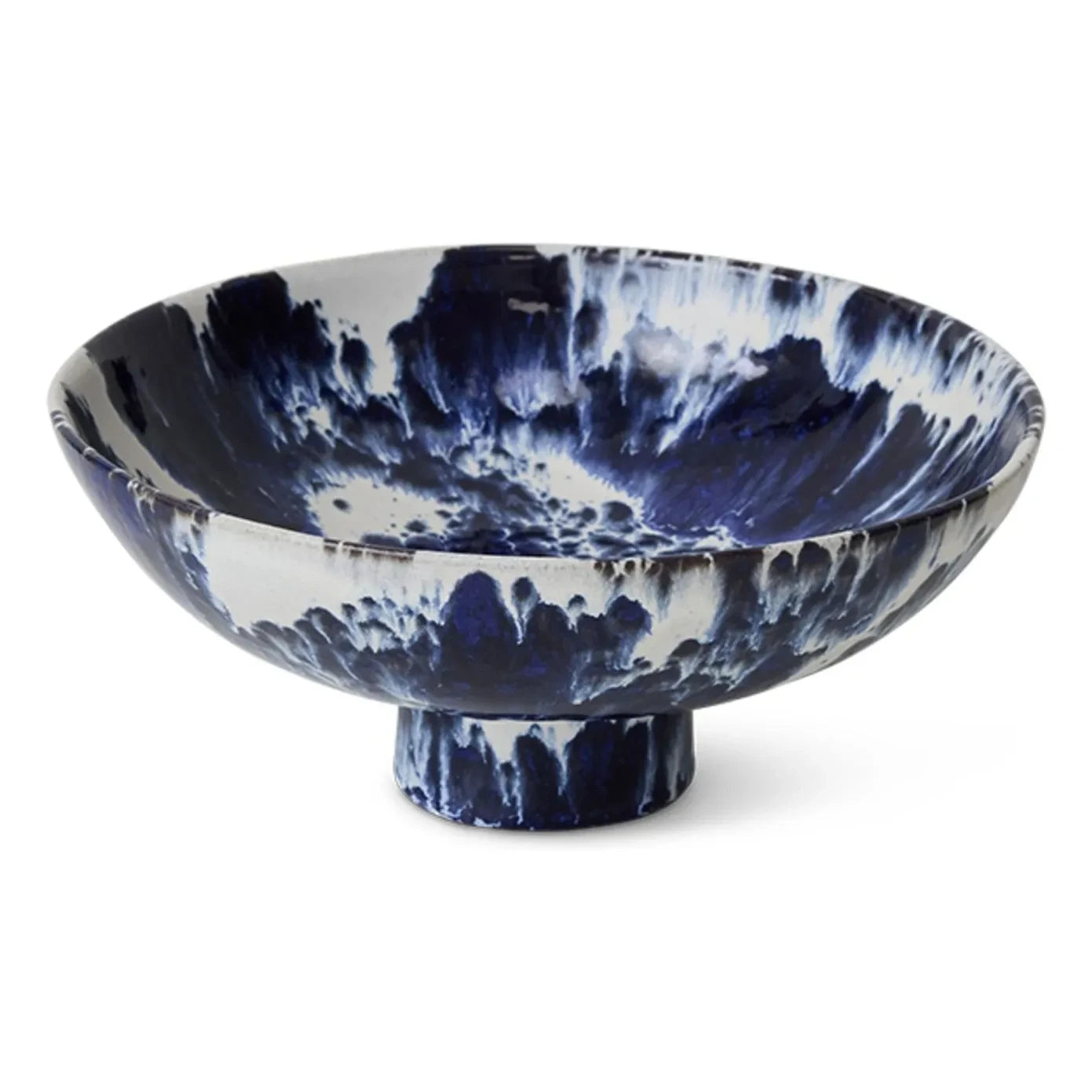 HKliving - Stoneware Bowl with Stand | Indigo