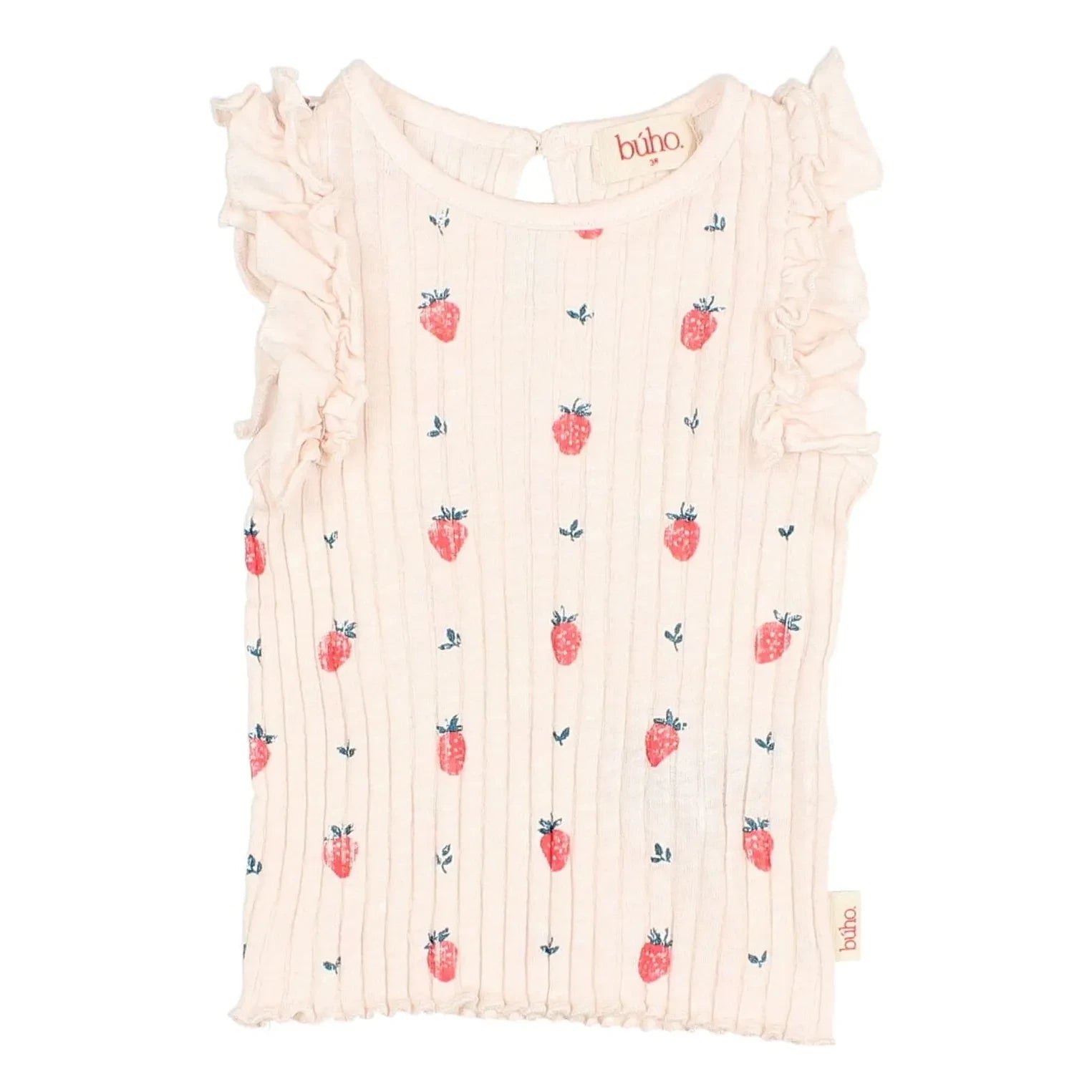 Búho - Embossed Strawberry Organic Cotton Top | Lychee Pink