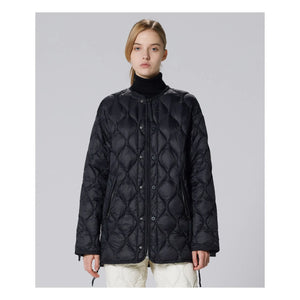 Taion - Unisex Long Military Quilted Coat | Black