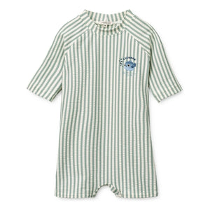 Liewood - Thor Striped Seersucker UV Protection Wetsuit Made from Recycled Fibers | Green