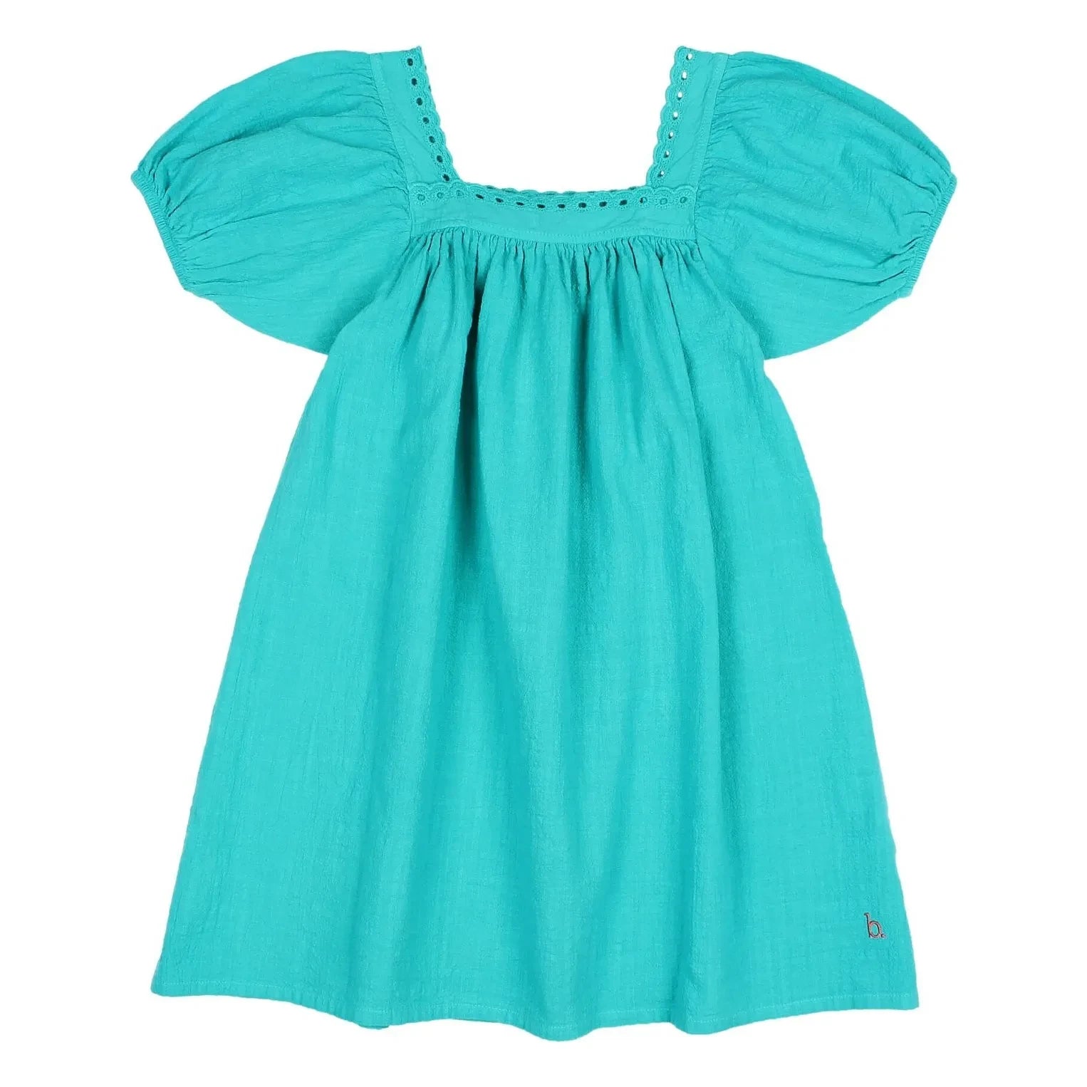 Búho - Organic Cotton Lace Dress | Turquoise