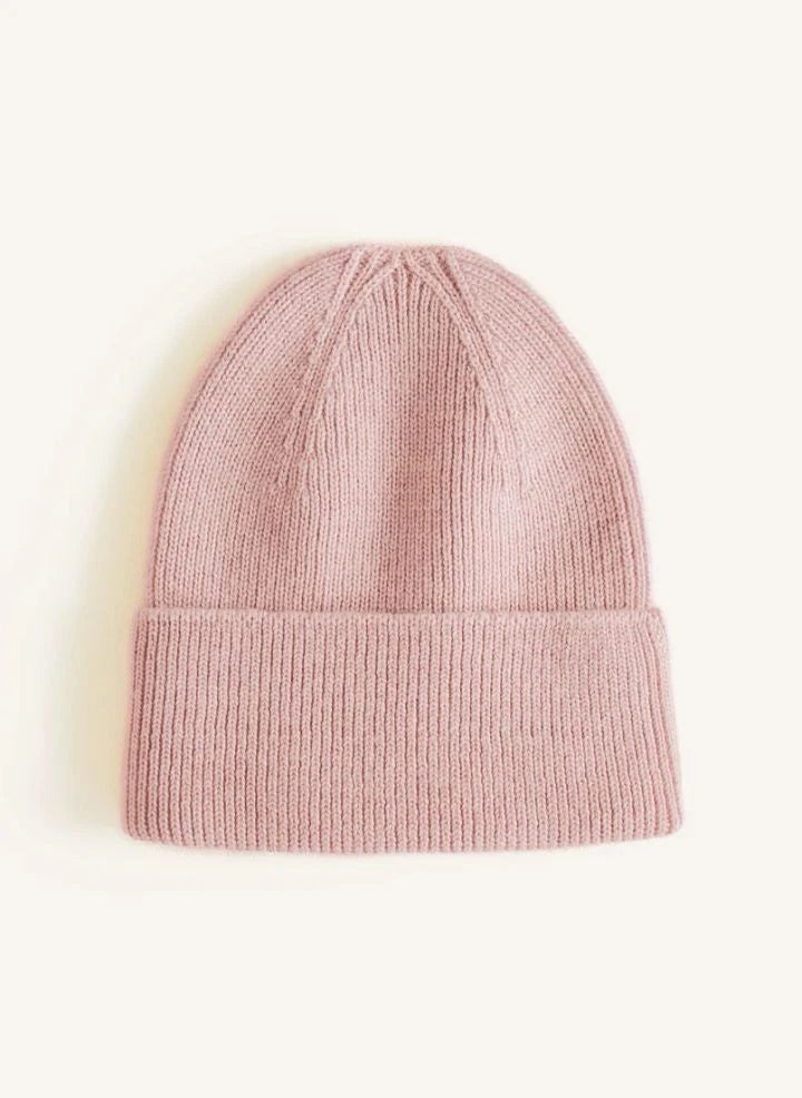 Hvid - Fonzie Merino Wool Baby Hat | Powder Pink
