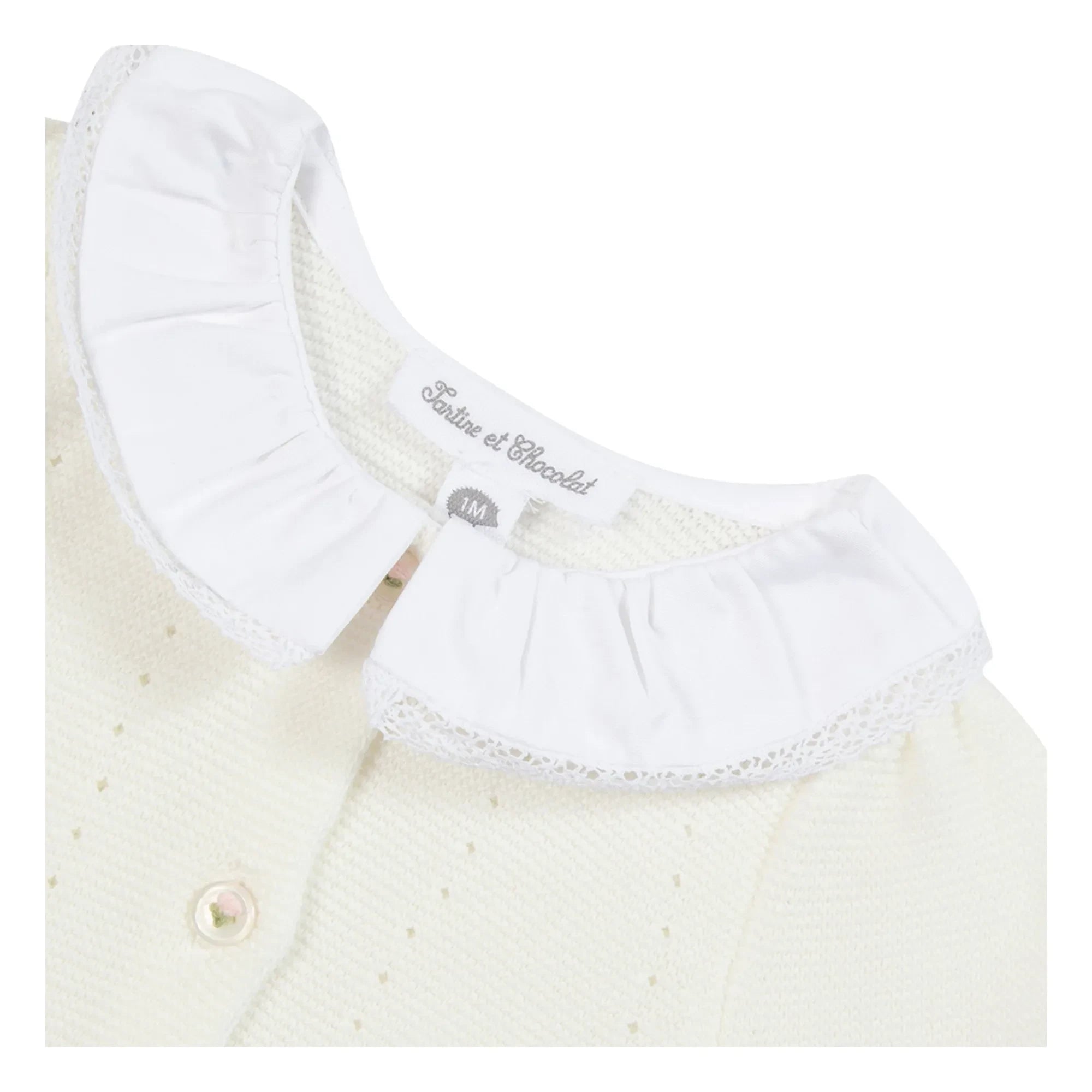 Tartine et Chocolat - Floral Embroidered Claudine Collar Romper | Off-White