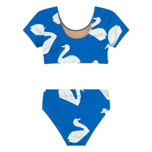 Tinycottons - Short Sleeve Swimsuit Swans | Blue