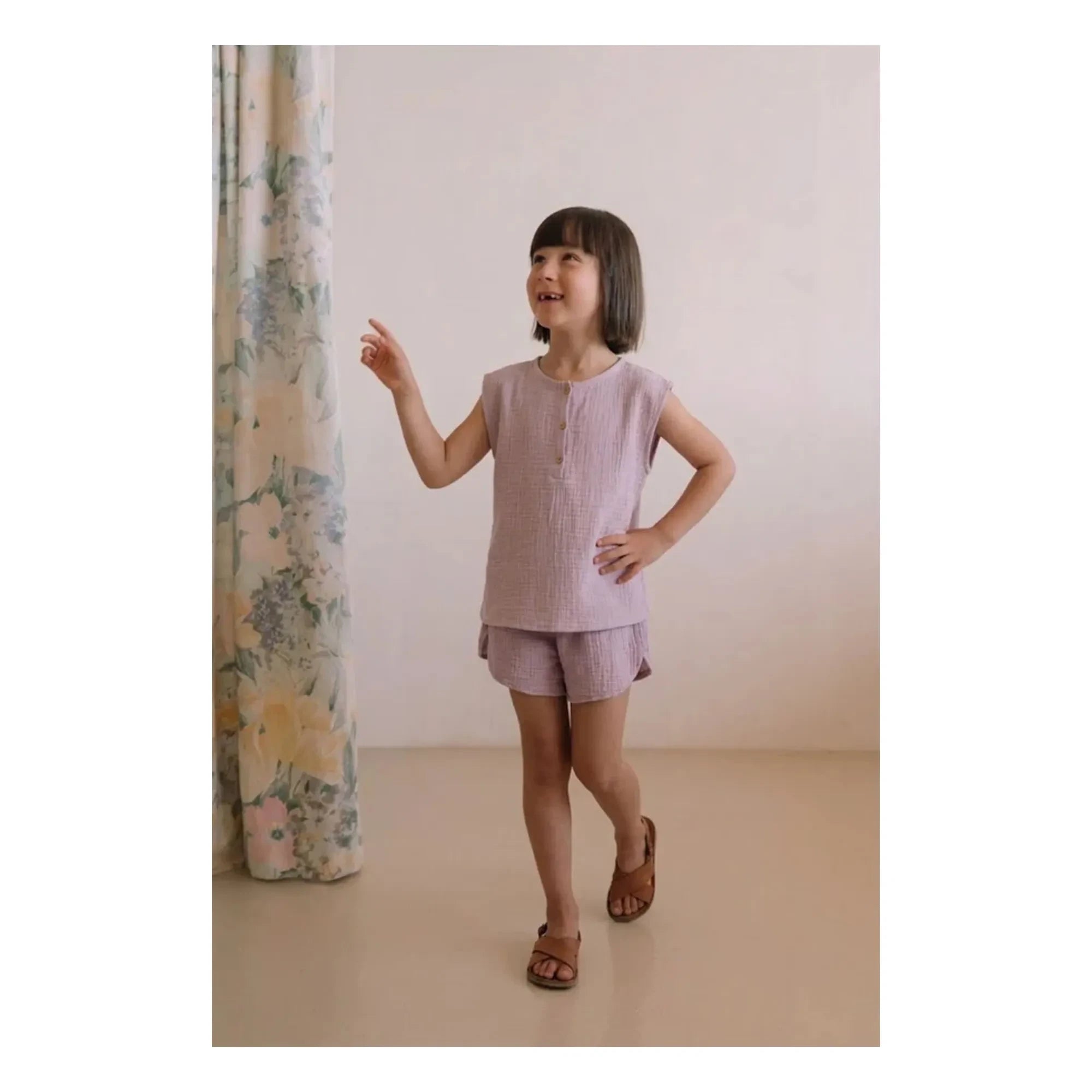 Studio Bohème - Roman Waffle Top Organic Cotton Gauze Cloth | Lilac
