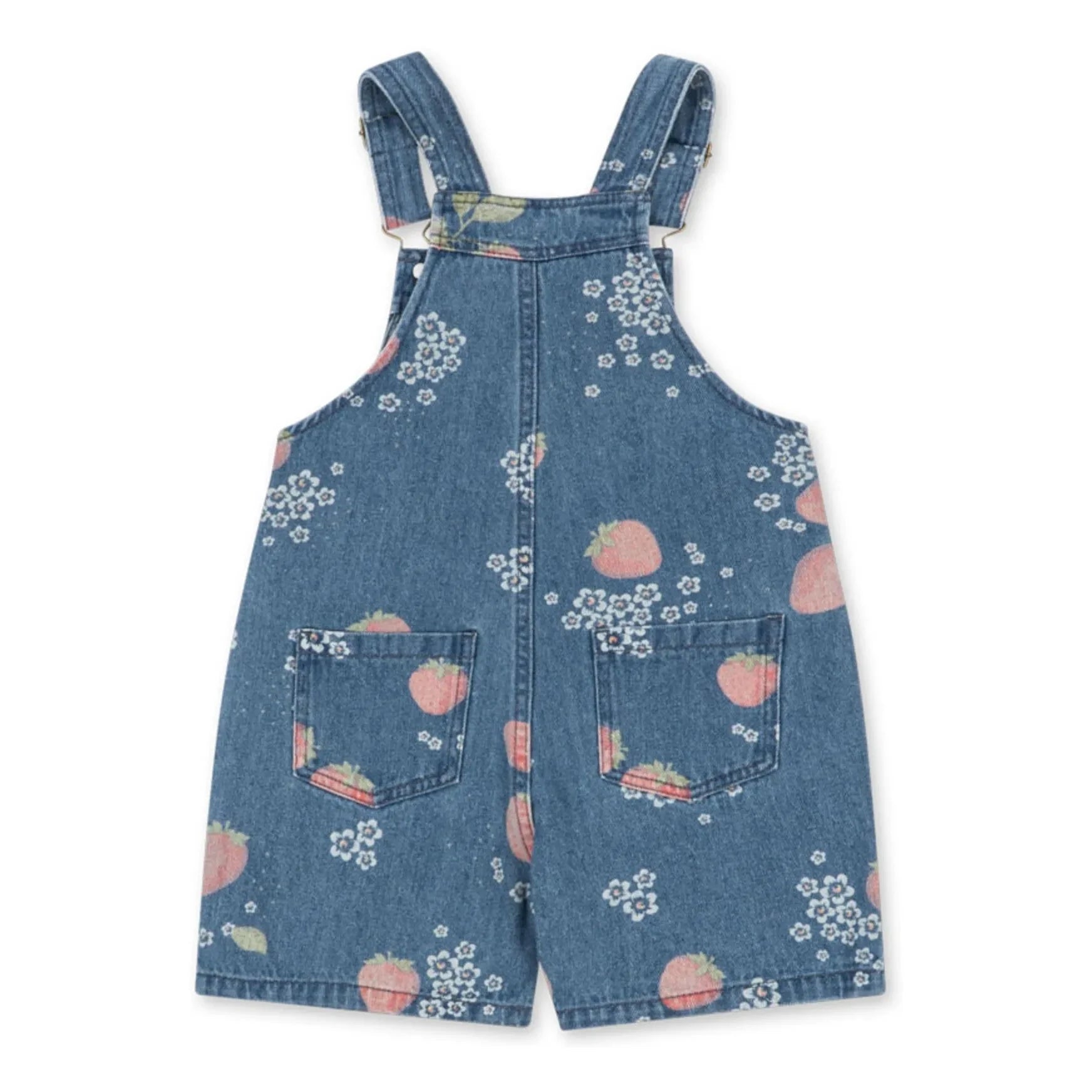 Konges Sløjd - Magot Denim Short Overalls | Strawberry Organic Cotton | Blue