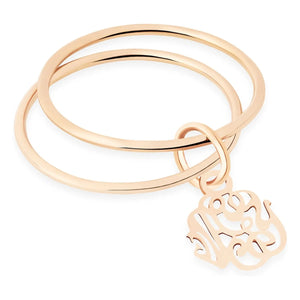 Ginette NY - Monogram Double Circle yüzük | Pembe Altın