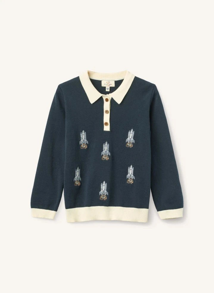 Copenhagen Colors - Organic Cotton Polo Shirt, Rocket Embroidered | Navy