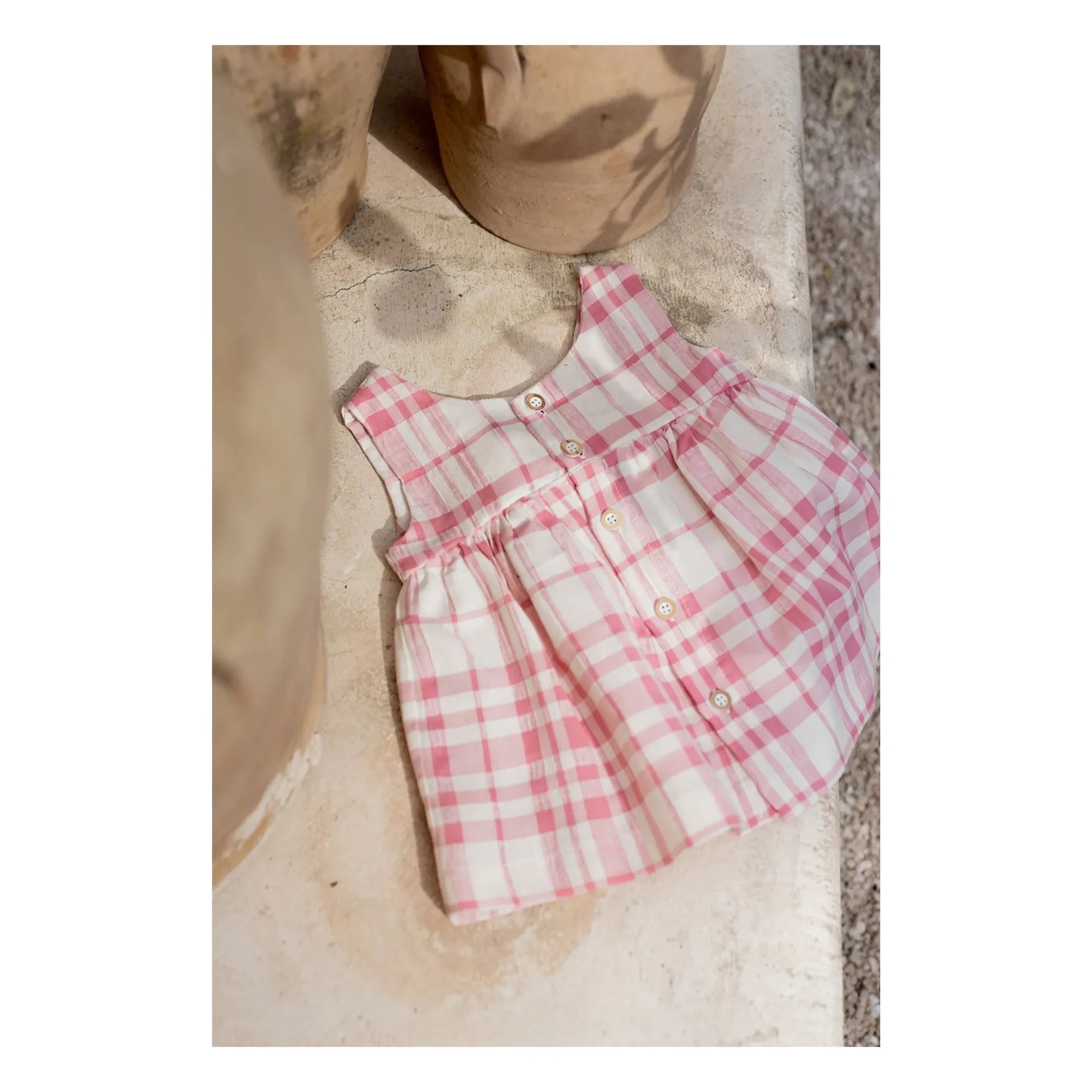 1+ in the Family - Aranella Linen Check Dress | Powder Pink