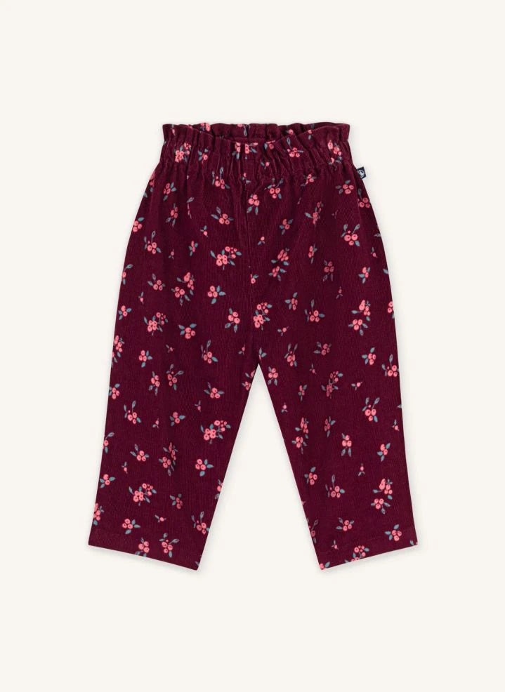 Petit Bateau - Organic Cotton Corduroy Floral Print Pants | Burgundy