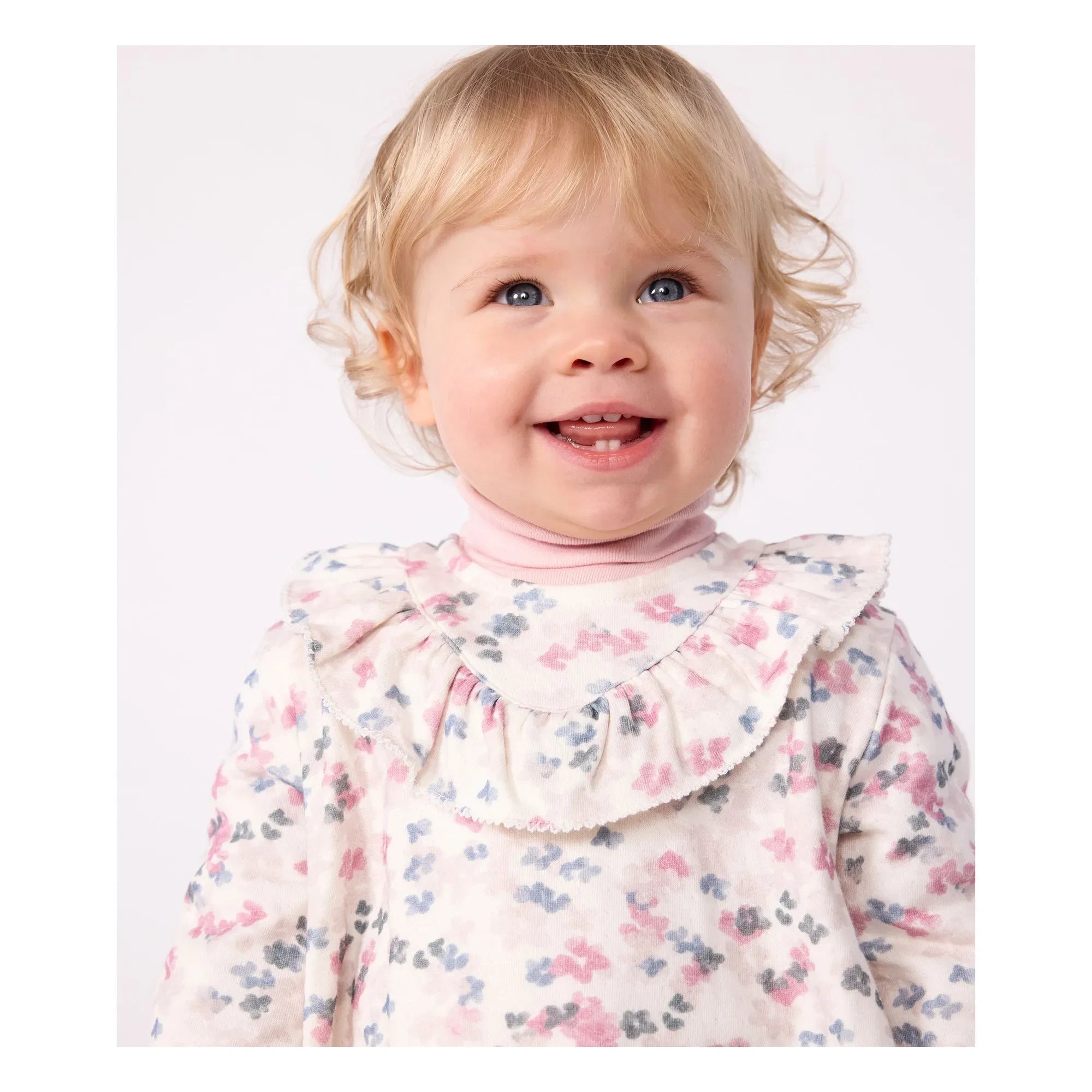 Petit Bateau - Organic Cotton Floral Pattern Tie-Front Dress | Ecru