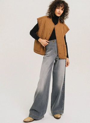 Tinsels - Edel Pamuk Nakışlı Jean | Denim Gri