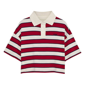 the new society - Acacia Striped Cotton Polo | Red