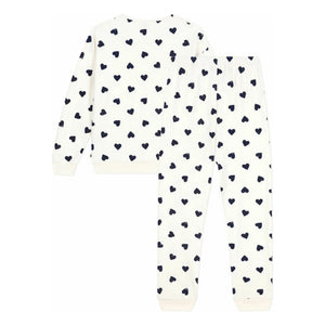 Petit Bateau - Sponge Heart Pajamas | Ecru