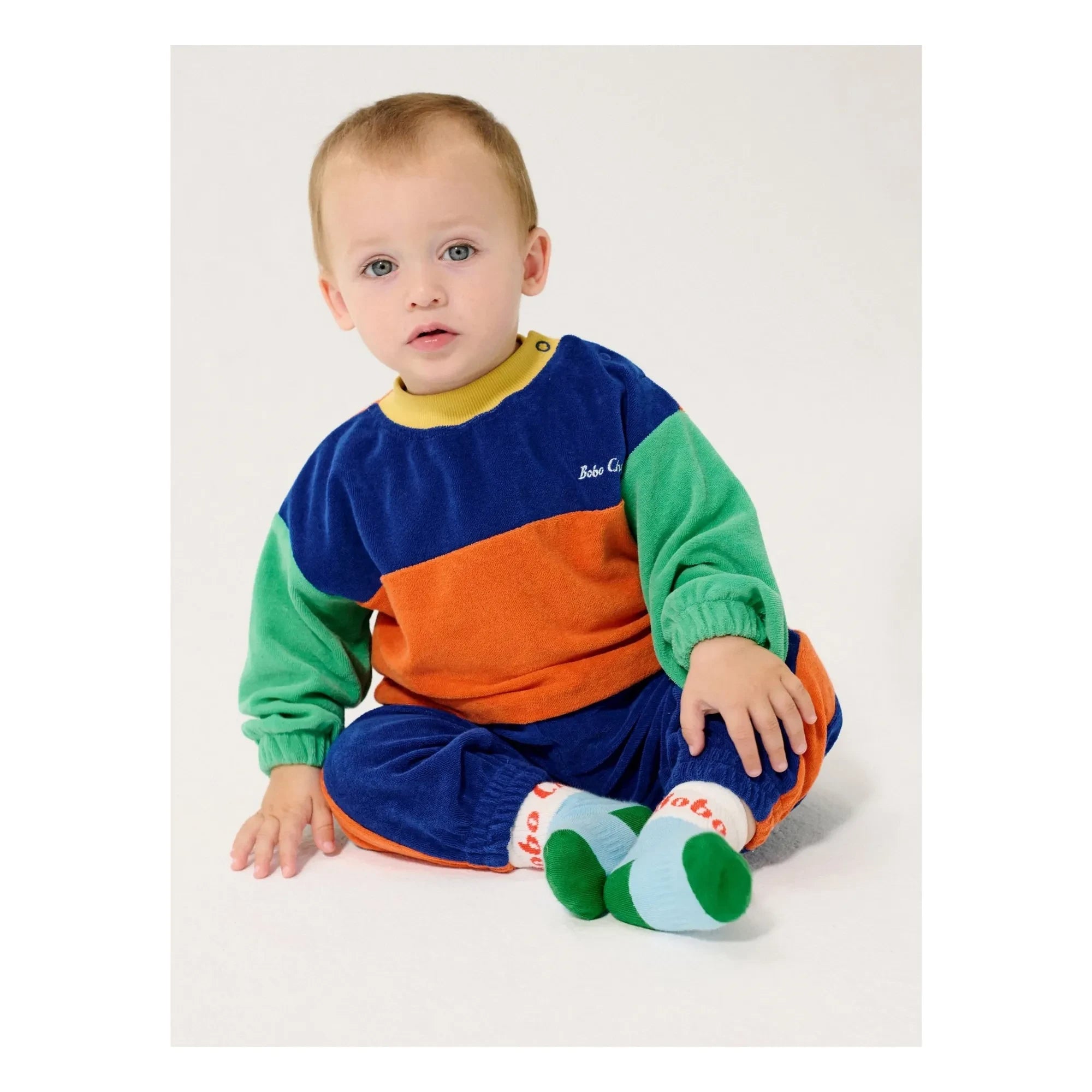 Bobo Choses - Color Block Organic Cotton Baby Sweatshirt | Orange