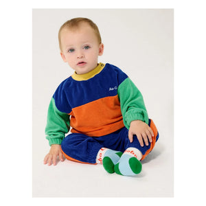 Bobo Choses - Renk Bloklu Organik Pamuklu Bebek Sweatshirt | Turuncu