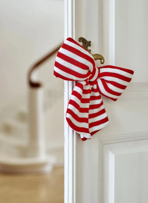Bloomingville - Ruby Striped Bow Christmas Ornament | Red