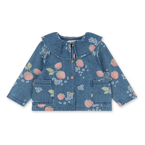 Konges Sløjd - Denim Straw Collar Strawberry Organic Cotton Jacket | Blue