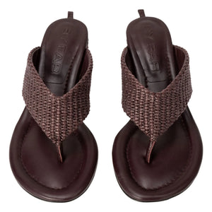 BY FAR - Dasha Leather and Raphia Sandals | Burgundy