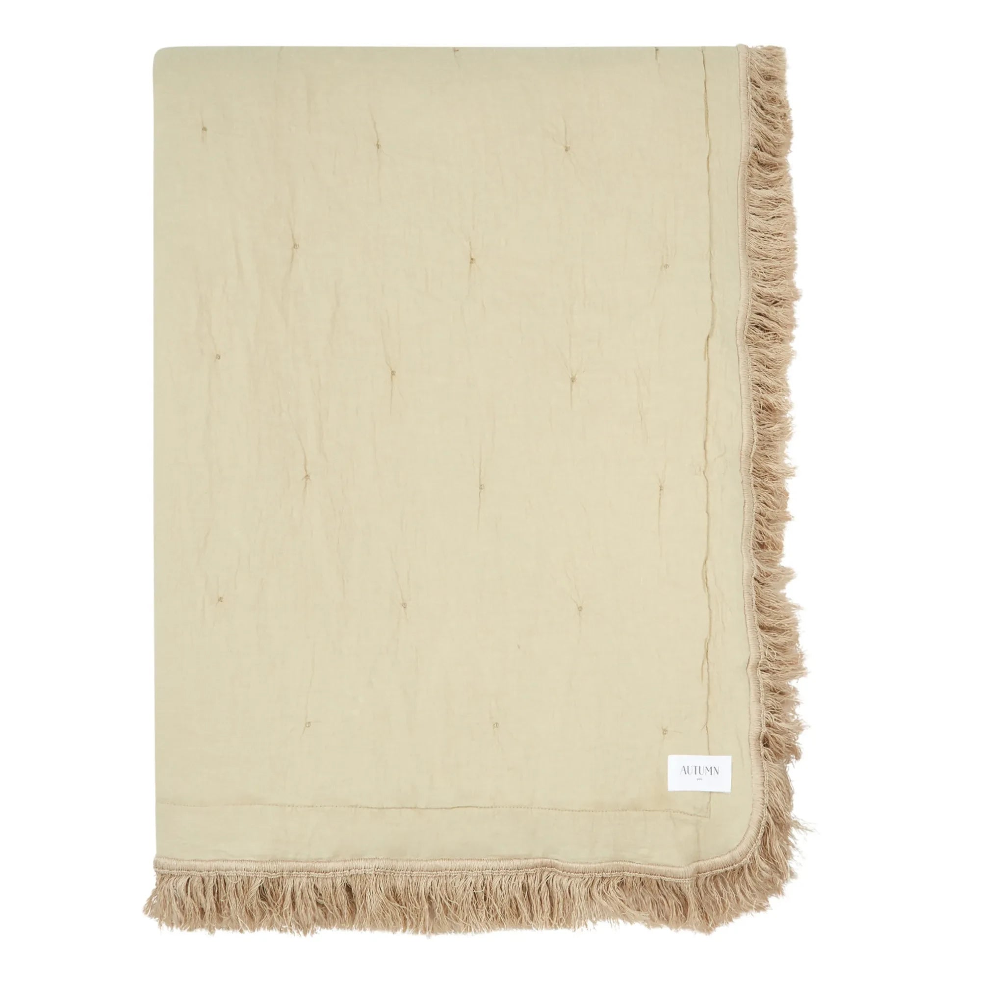Autumn - Organic Cotton and Linen Fringed Bedspread | Oak