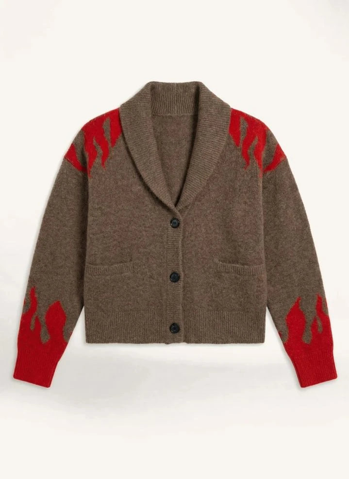 Leon & Harper - Mario Alpaca Flames Cardigan | Brown
