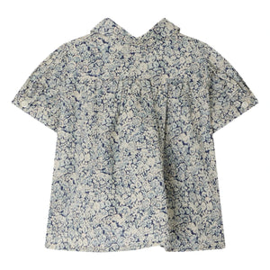 Bonpoint - Claudine Collar Laurencia Fleurie Organic Cotton Blouse | Prussian Blue