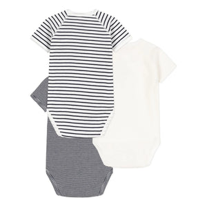 Petit Bateau - Striped Newborn Bodysuits - Set of 3 | Navy Blue