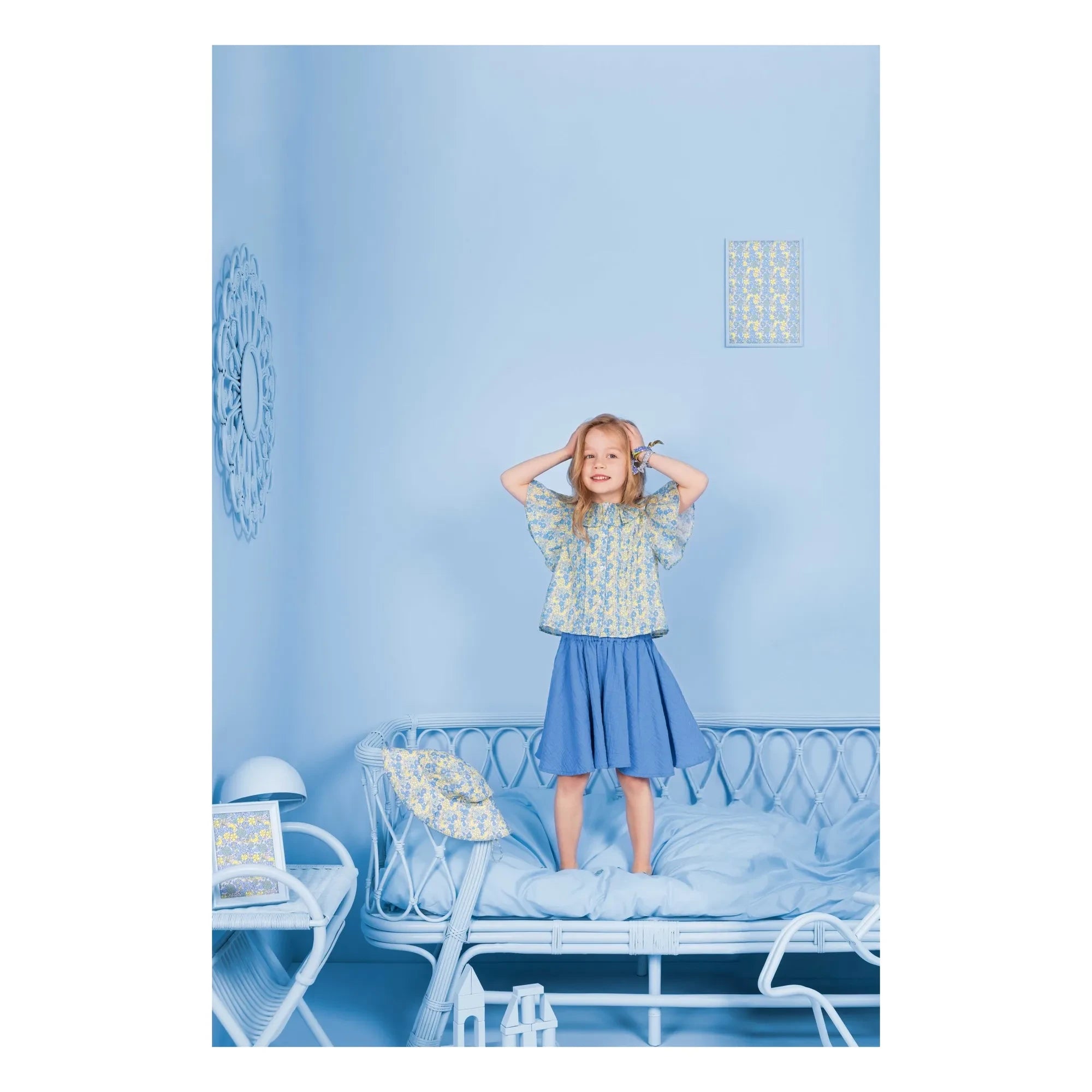 Bonton - Nancy Floral Peter Pan Collar Blouse | Blue