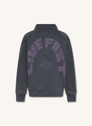 AO76 - Jack Polo Collar Sweatshirt Made from Recycled Cotton | Charcoal Grey