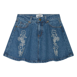 Hundred Pieces - Janis Embroidered Denim Skirt | Denim Blue