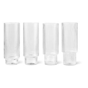 Ferm Living - Ripple Tall Glasses - Set of 4